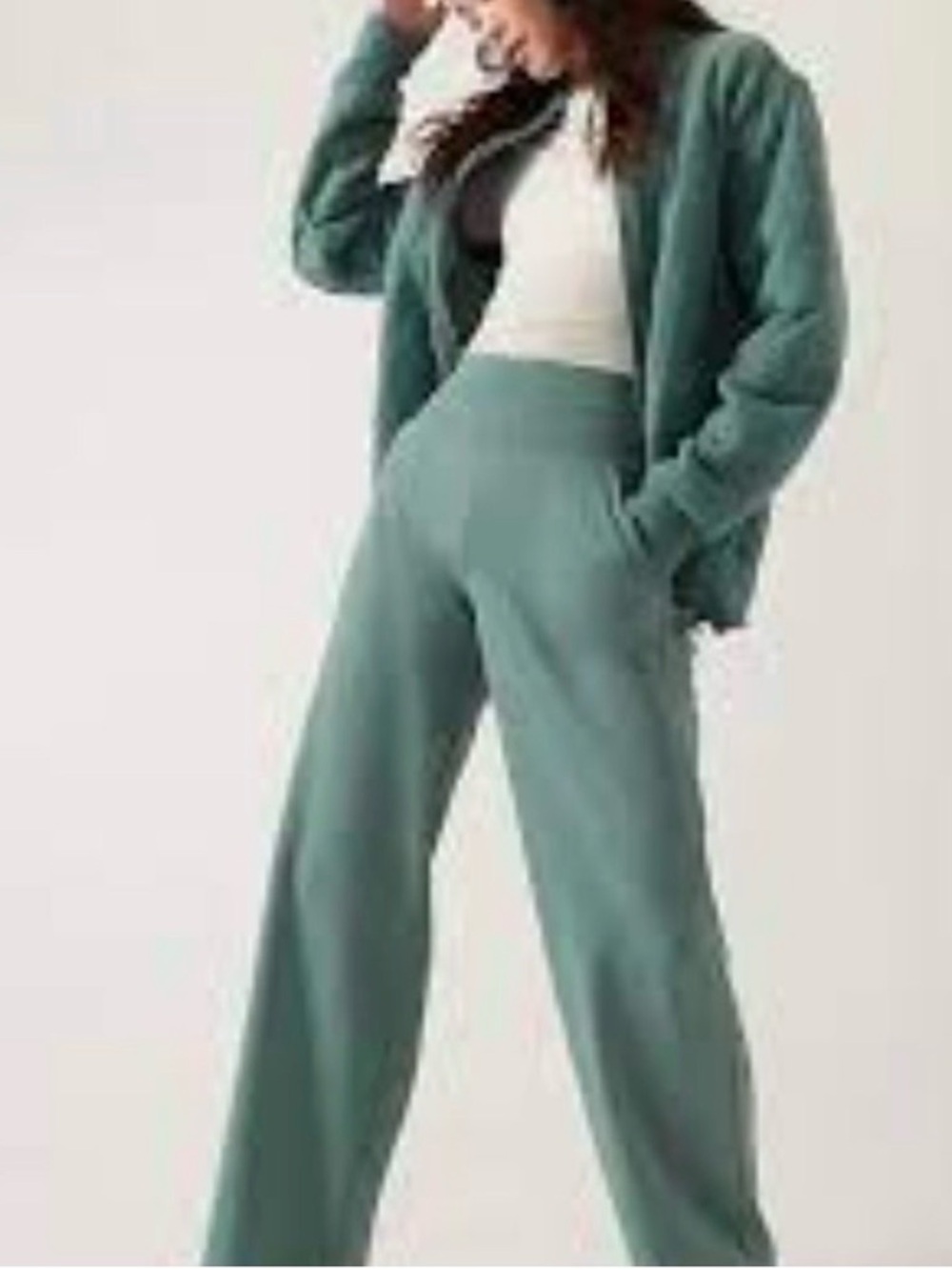 Athleta Venice Wide Leg Teal Zip Pocket Pants